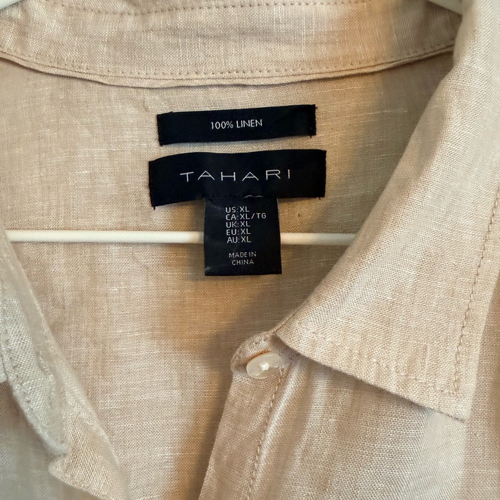Tahari Light Beige/Tan Linen Tunic Shirt / beach dress - Picture 5 of 6